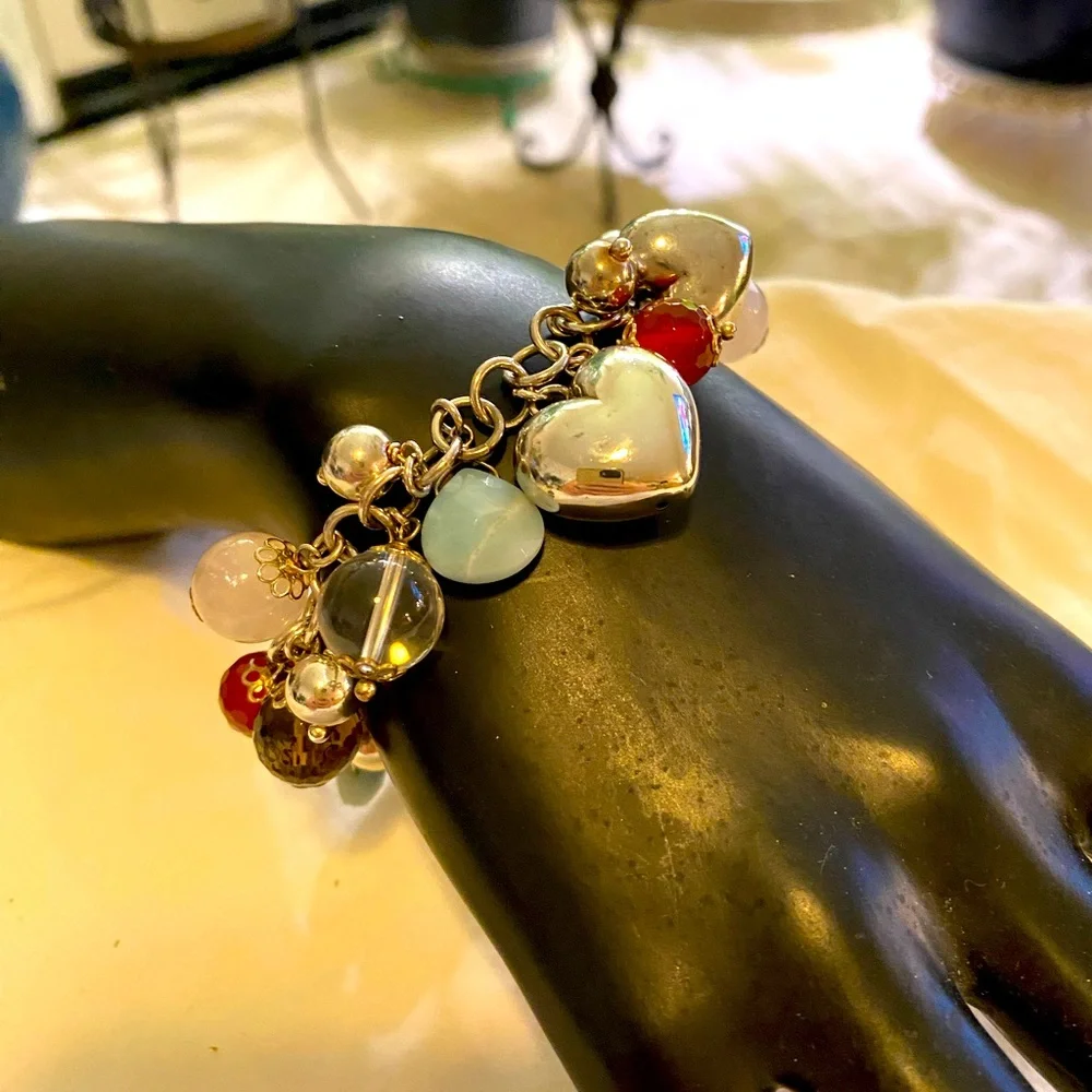 GEMSTONE CHARM BRACELET STERLING SILVER - Picture 7 of 8